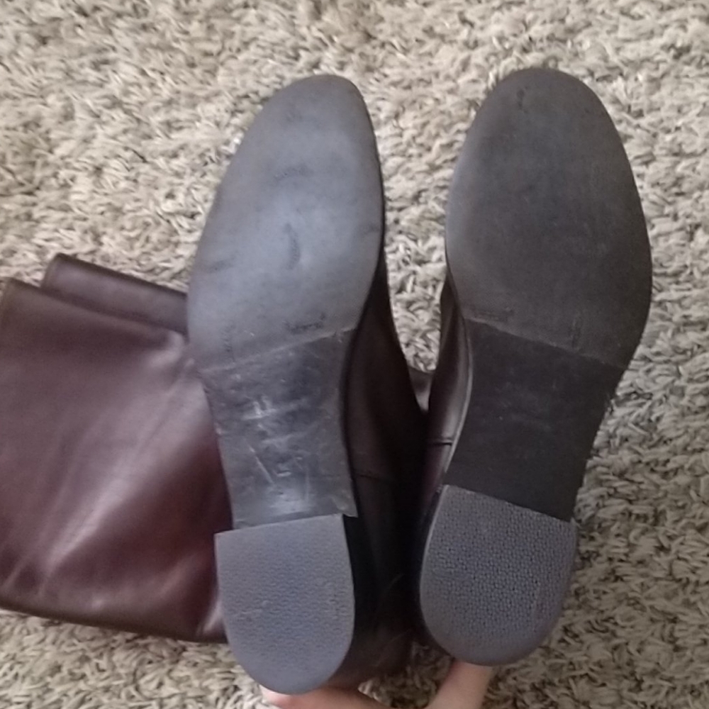 Burberry Riding Boots Brown Leather Horse Bit Knee - Picture 7 of 8